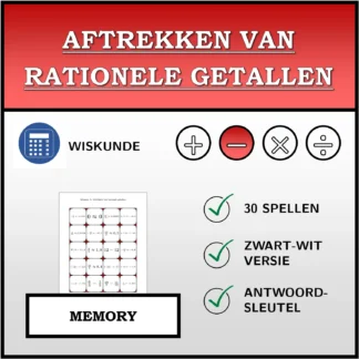 Memory: Aftrekken van rationele getallen