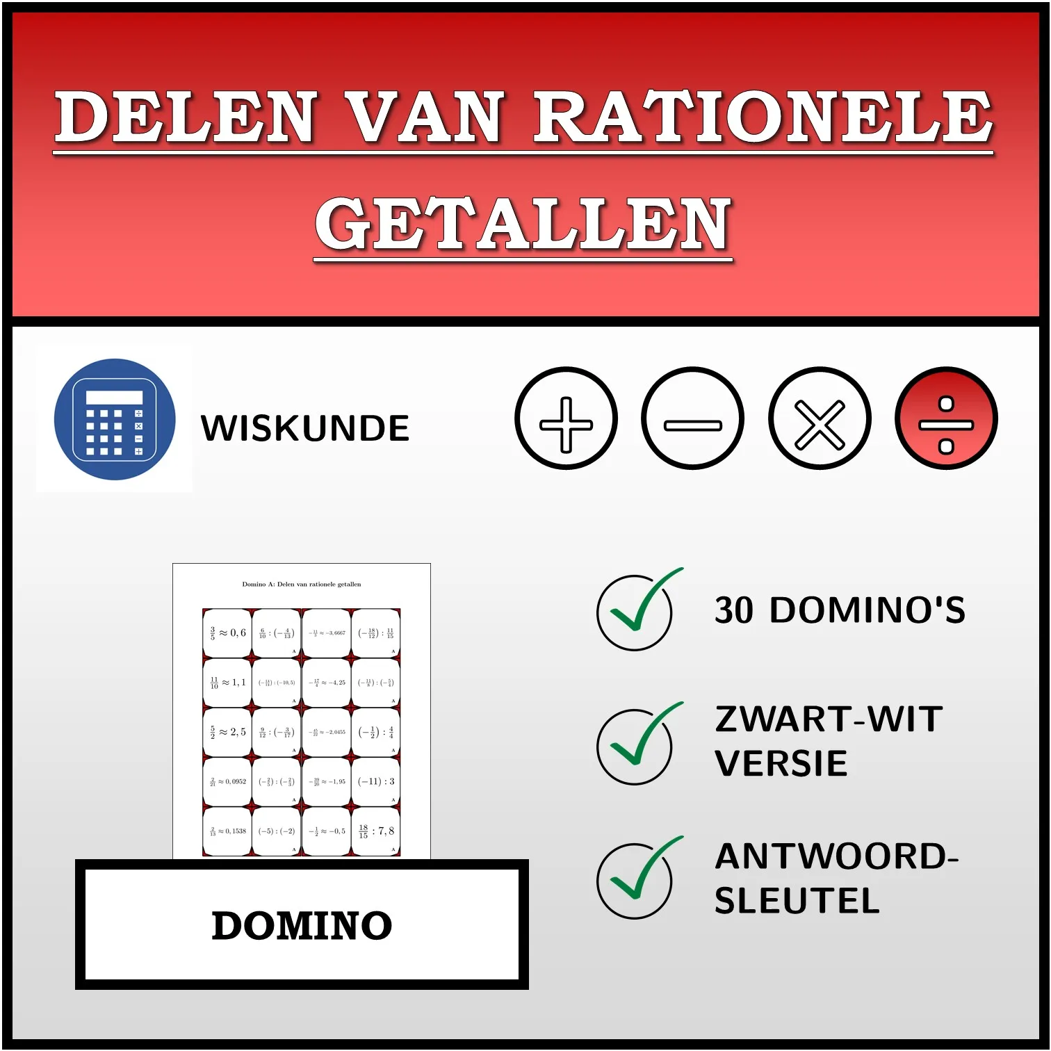 Domino: Delen van rationele getallen