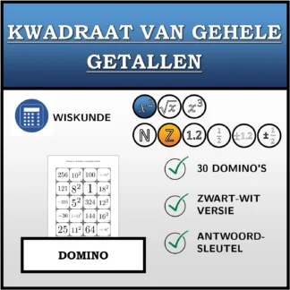 Domino: Kwadraat van gehele getallen