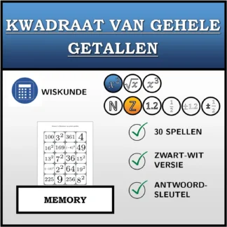 Memory: Kwadraat van gehele getallen