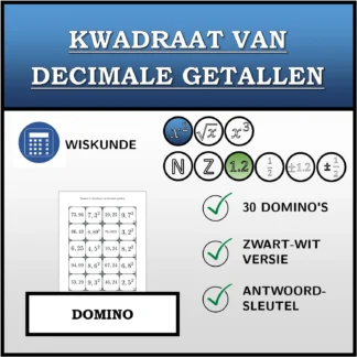 Domino: Kwadraat van decimale getallen
