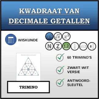 Trimino: Kwadraat van decimale getallen