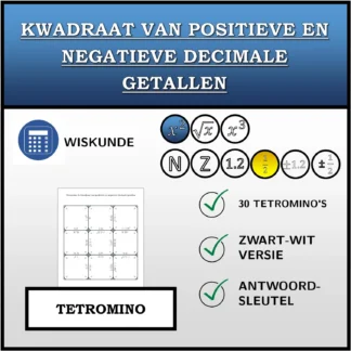 Tetromino: Kwadraat van positieve en negatieve decimale getallen