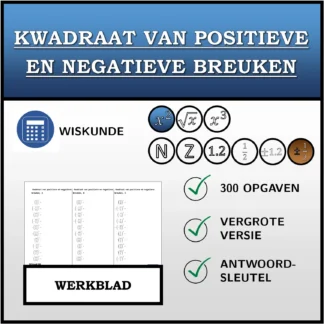 Werkblad: Kwadraat van positieve en negatieve breuken