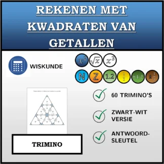 Trimino: Rekenen met kwadraten van getallen