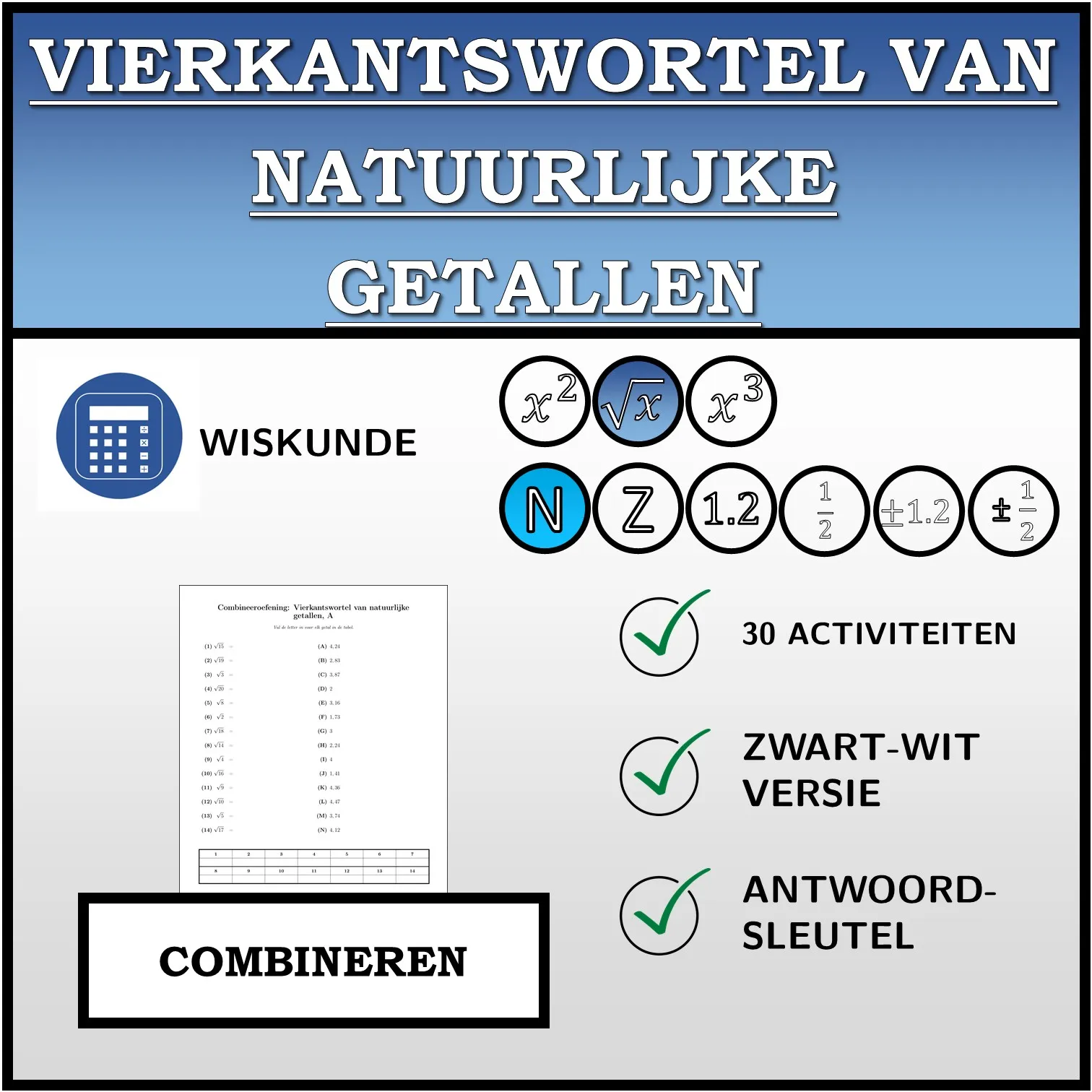 Combineeroefening: Vierkantswortel van natuurlijke getallen