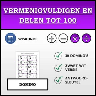 Domino: Vermenigvuldigen en delen tot 100