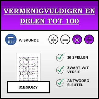 Memory: Vermenigvuldigen en delen tot 100