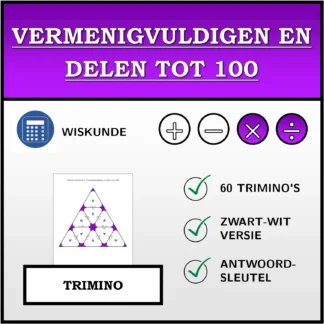 Trimino: Vermenigvuldigen en delen tot 100