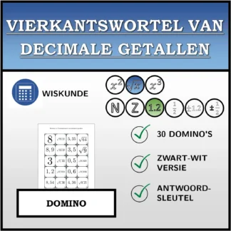 Domino: Vierkantswortel van decimale getallen
