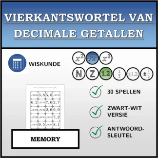 Memory: Vierkantswortel van decimale getallen