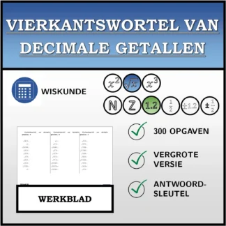 Werkblad: Vierkantswortel van decimale getallen