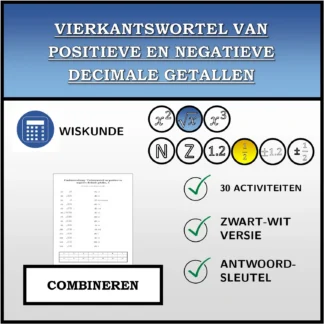 Combineeroefening: Vierkantswortel van positieve en negatieve decimale getallen
