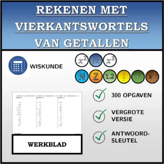 Werkblad: Rekenen met vierkantswortels van getallen