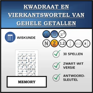 Memory: Kwadraat en vierkantswortel van gehele getallen