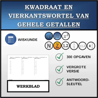 Werkblad: Kwadraat en vierkantswortel van gehele getallen