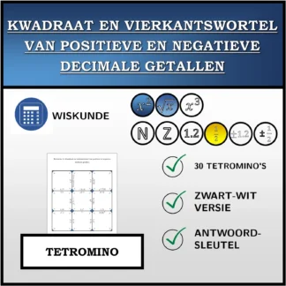 Tetromino: Kwadraat en vierkantswortel van positieve en negatieve decimale getallen